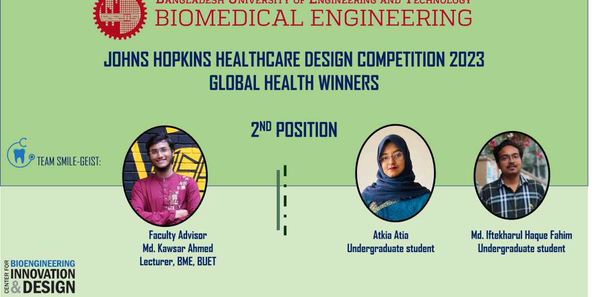 Team SMILE-GEIST won 2nd prize in the JOHNS HOPKINS healthcare design competition 2023