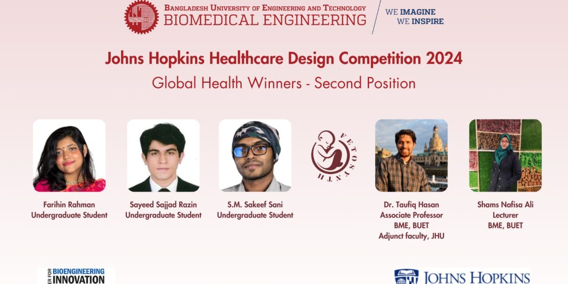 Congratulations to our teams “DengueDrops” and “FetoSynth” for winning  the Johns Hopkins Healthcare Design Competition 2024